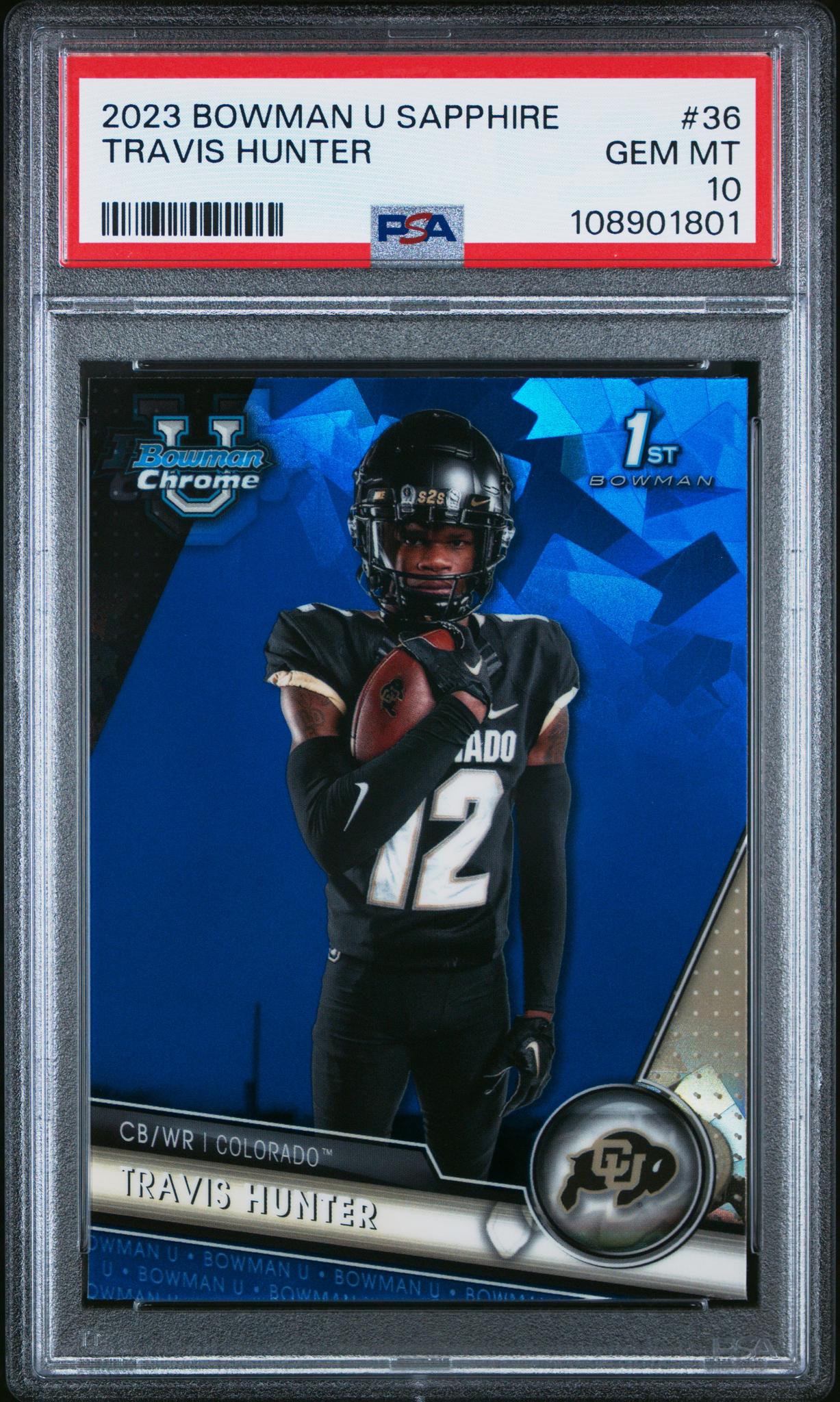2023 Bowman U Chrome Sapphire Travis Hunter #36 1st Bowman PSA 10