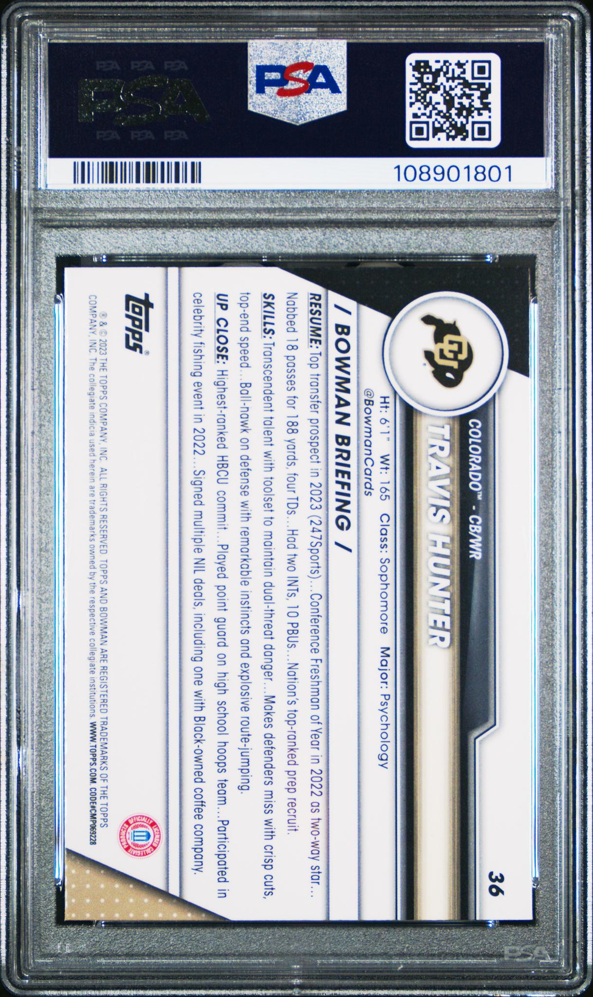 2023 Bowman U Chrome Sapphire Travis Hunter #36 1st Bowman PSA 10