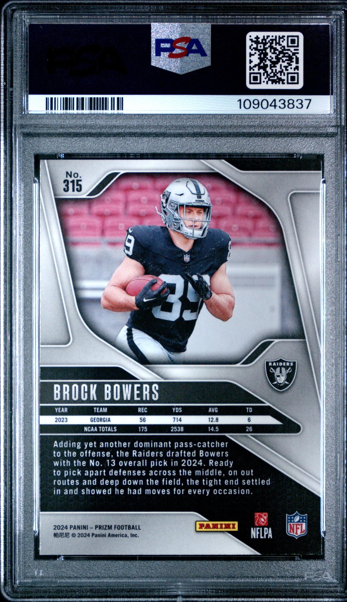 2024 Panini Prizm Brock Bowers #315 RC PSA 9