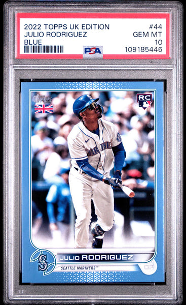 2022 Topps Uk Blue Julio Rodriguez #44 /75 PSA 10 – Monmouth