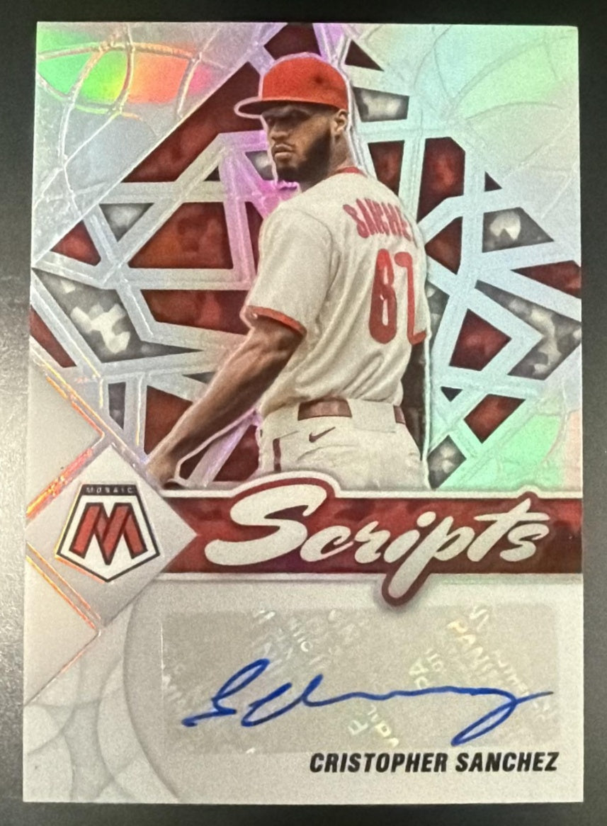 2022 Panini Mosaic Cristopher Sanchez Rookie Scripts Holo Auto RC