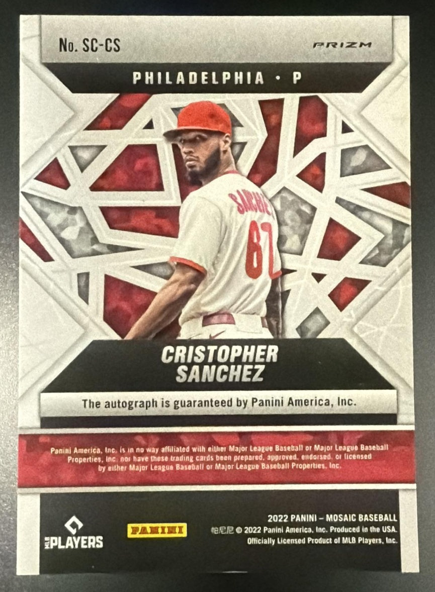 2022 Panini Mosaic Cristopher Sanchez Rookie Scripts Holo Auto RC