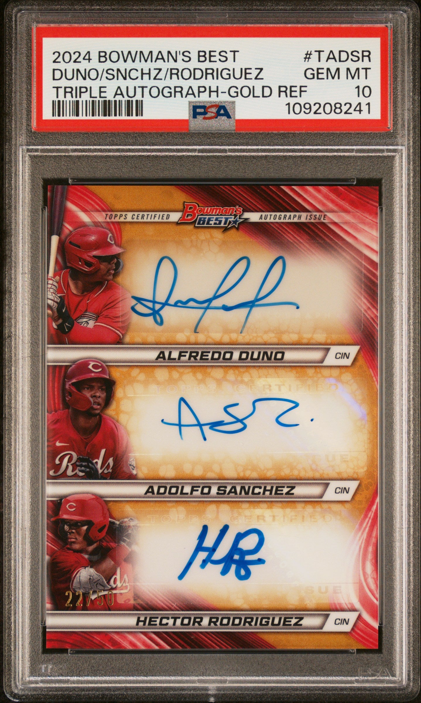 2024 Bowman's Best Gold Alfredo Duno #TADSR Auto /30 PSA 10