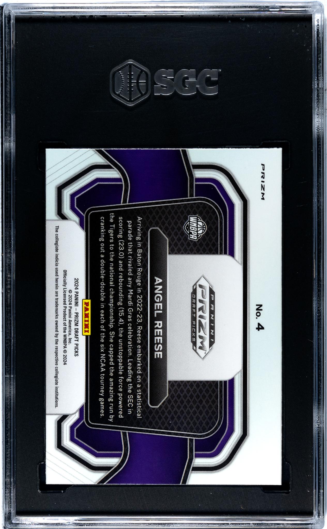 2024-25 Panini Prizm D.P. #4 Angel Reese Campus Legends Purple Wave Prizm SGC 8