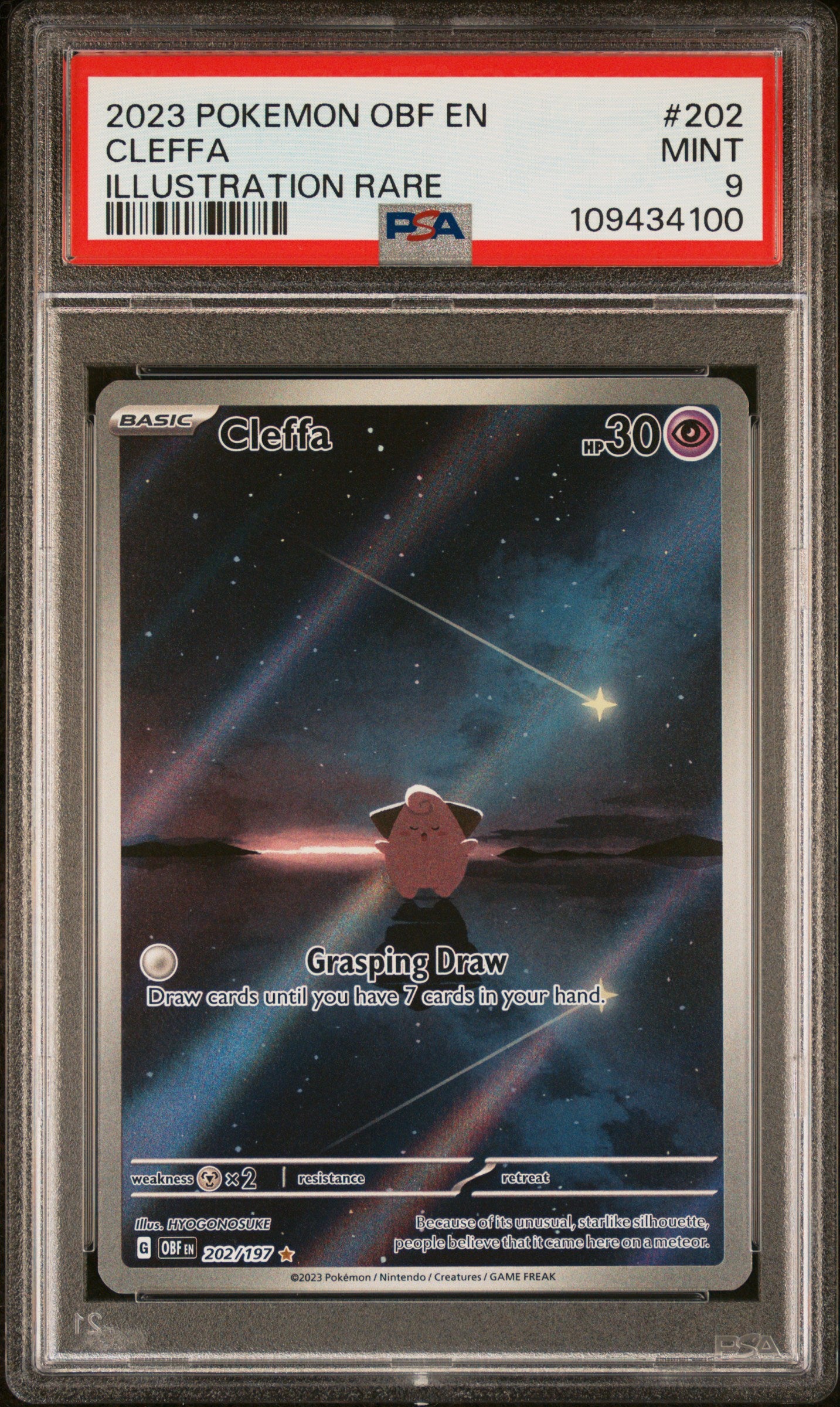 2023 Pokemon Scarlet and Violet Obsidian Flames Illustration Rare Cleffa #202 PSA 9