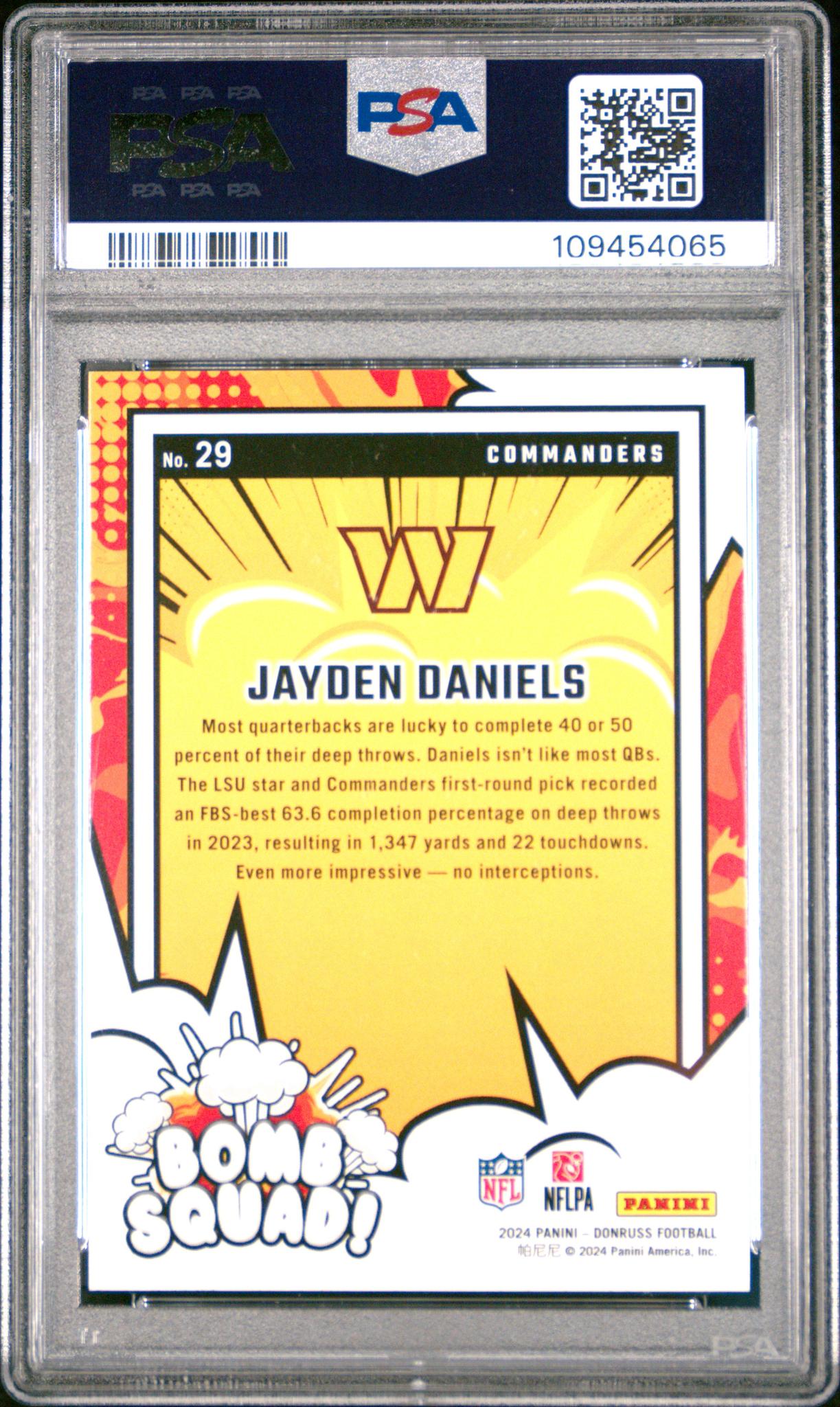 2024 Panini Donruss Bomb Squad Jayden Daniels #29 PSA 10