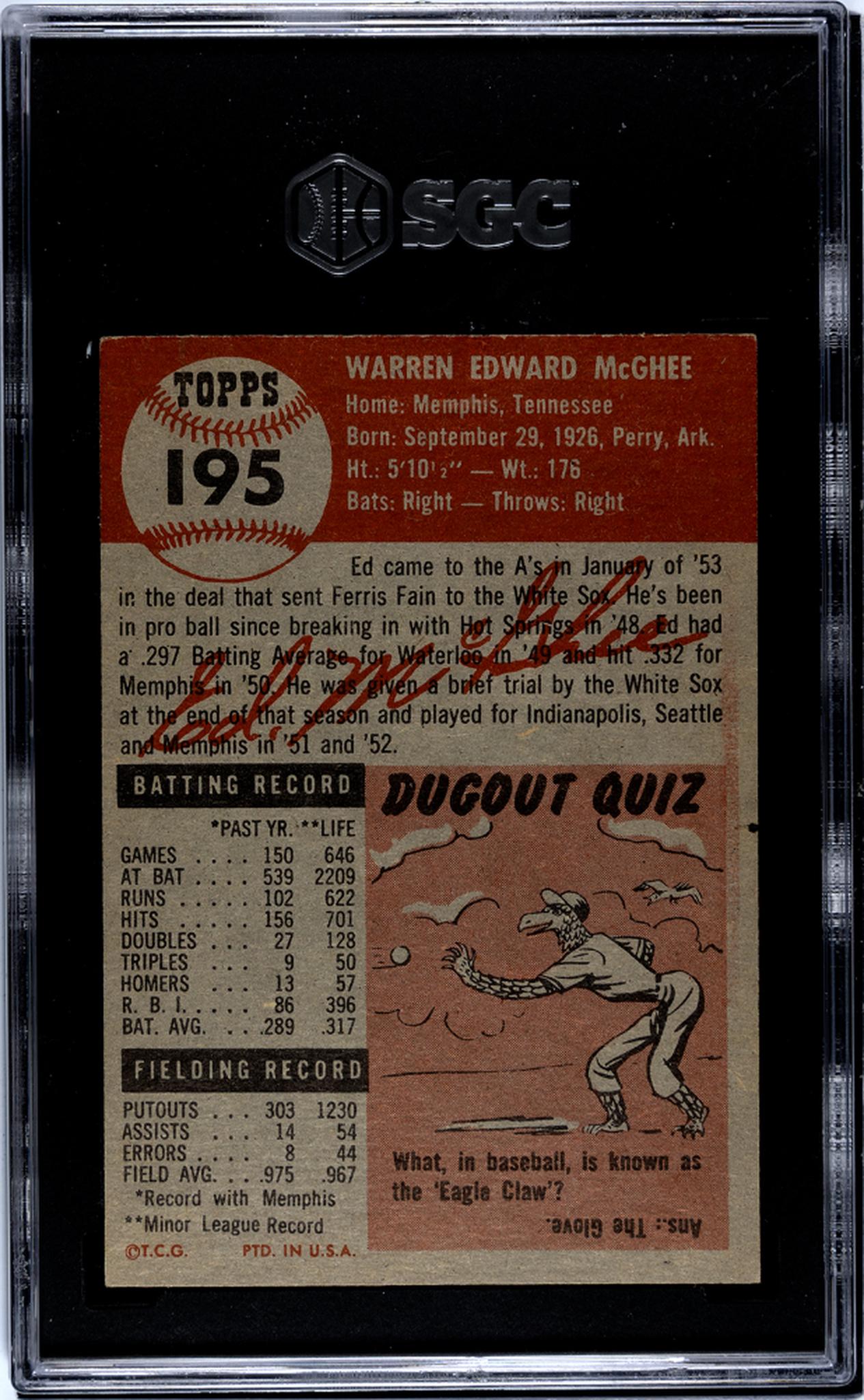 1953 Topps Ed McGhee #195 SGC 5