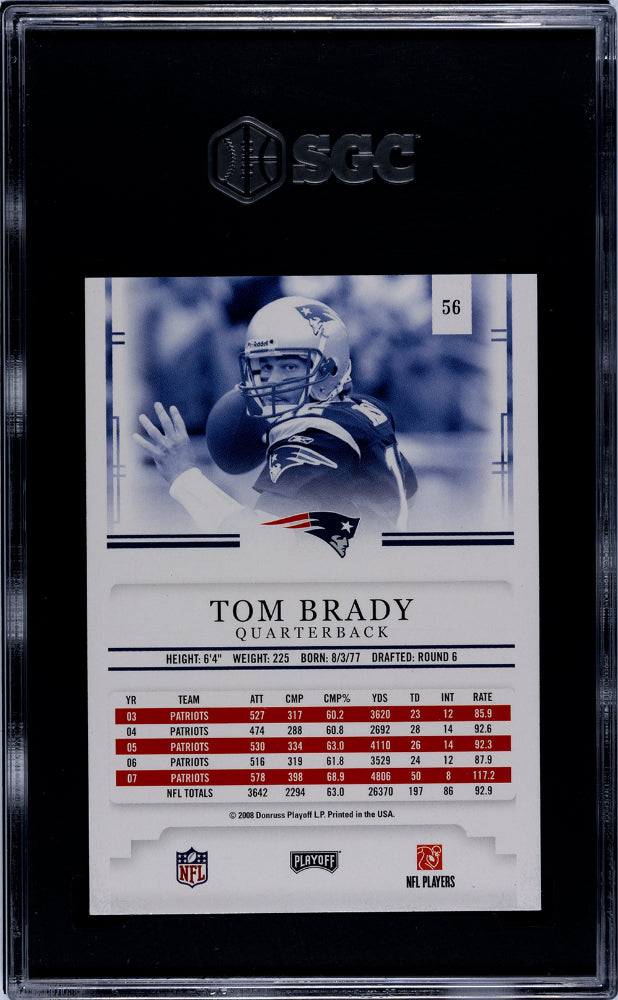 2008 Playoff Prestige Tom Brady #56 SGC 8.5
