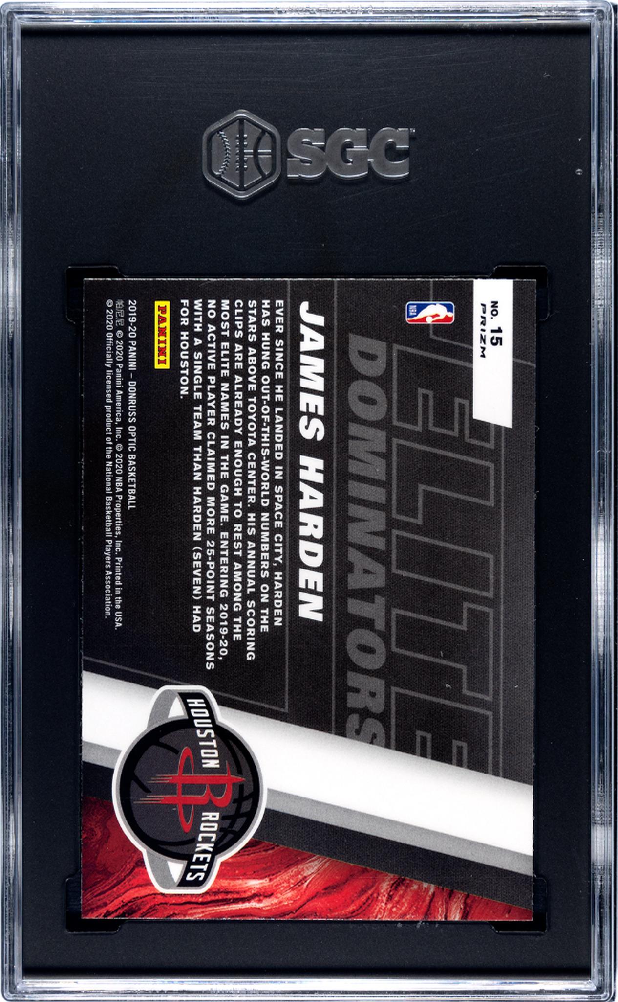 2019 Donruss Optic Elite Dominators Holo James Harden #15 SGC 7