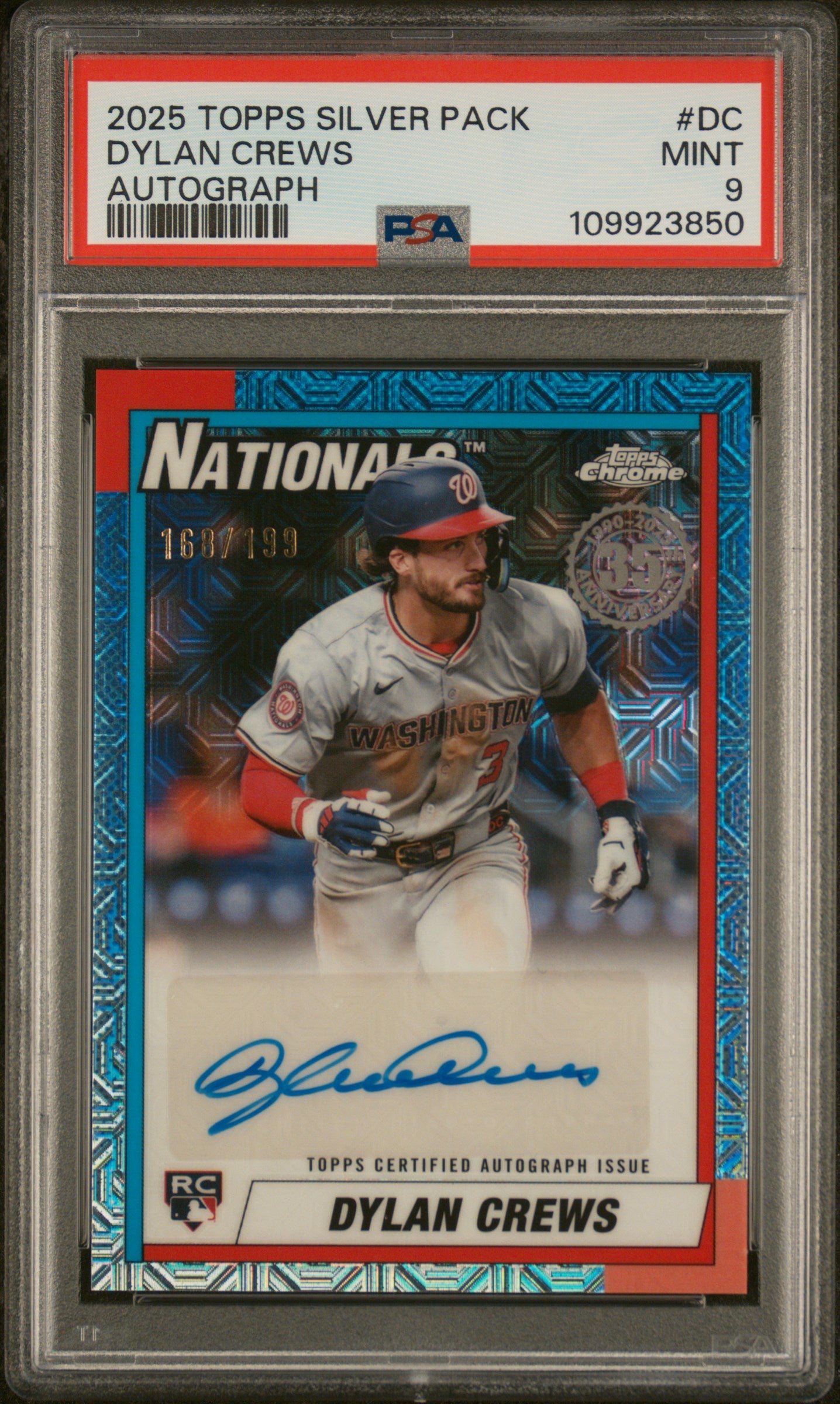 2025 Topps Chrome #DC Dylan Crews 1990 Topps Baseball /199 PSA 9