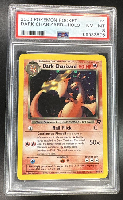 2000 Pokemon Team Rocket Holo Dark Charizard #4 PSA 8