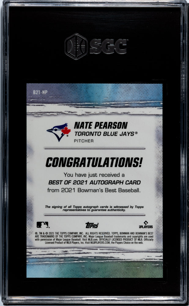 2021 Bowman's Best #B21-NP Nate Pearson Best of '21 Autographed Auto SGC 10