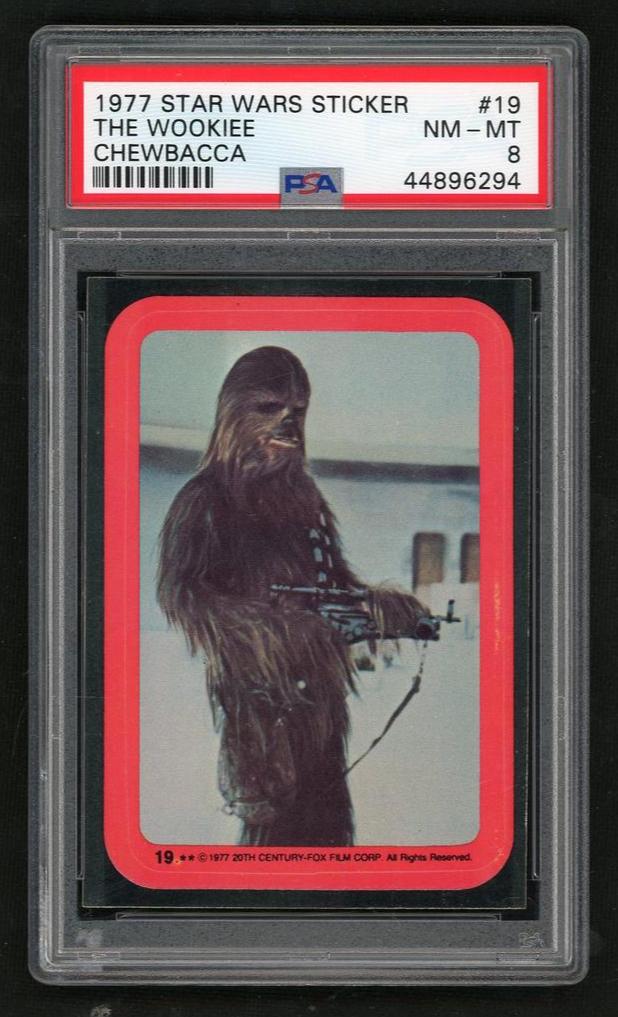 1977 Star Wars Stickers the Wookiee Chewbacca #19 PSA 8