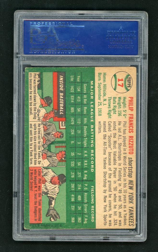 1954 Topps Phil Rizzuto #17 PSA 4