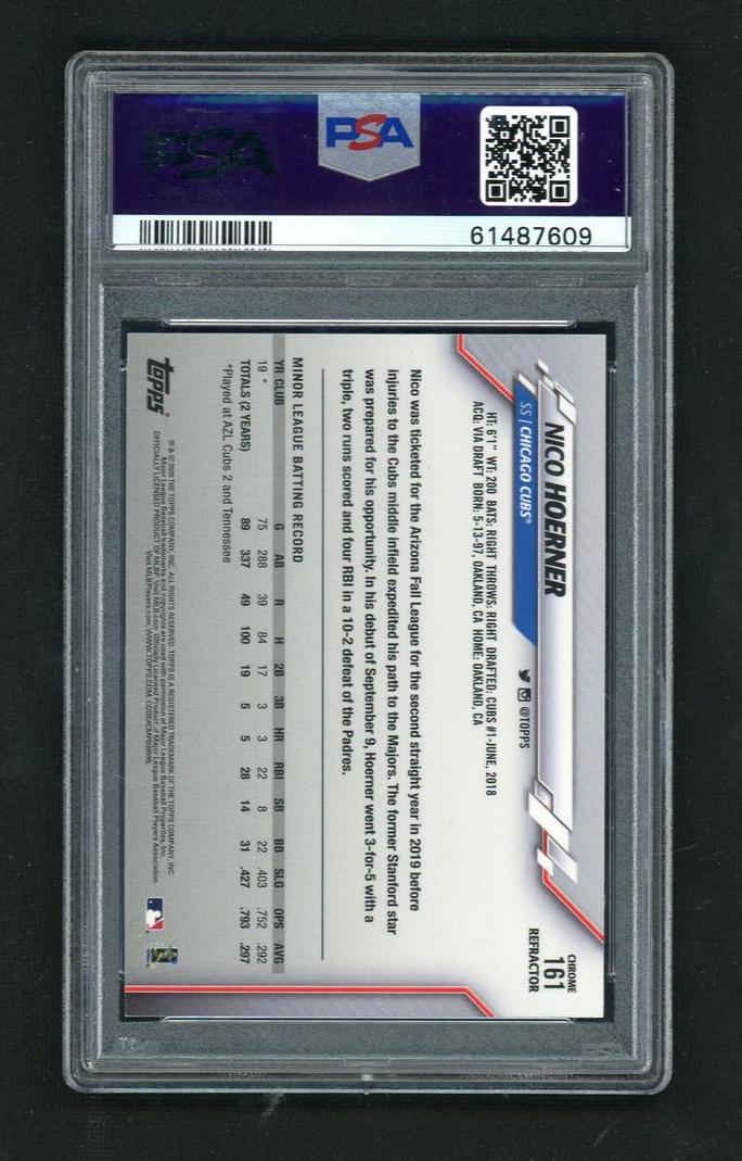 2020 Topps Chrome Refractor Nico Hoerner #161 PSA 10