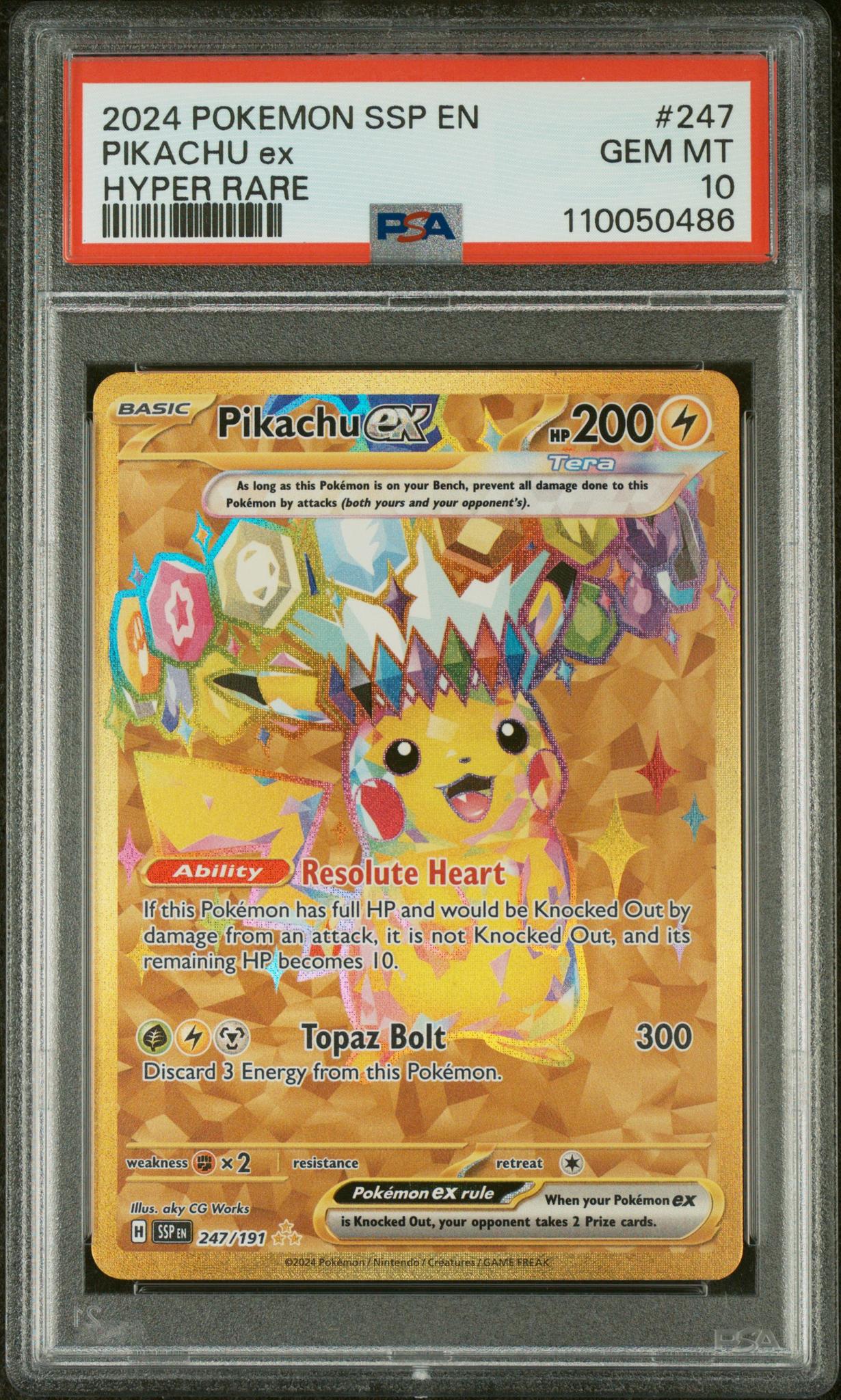 2024 Pokemon #247/191 Pikachu ex Hyper Rare PSA 10