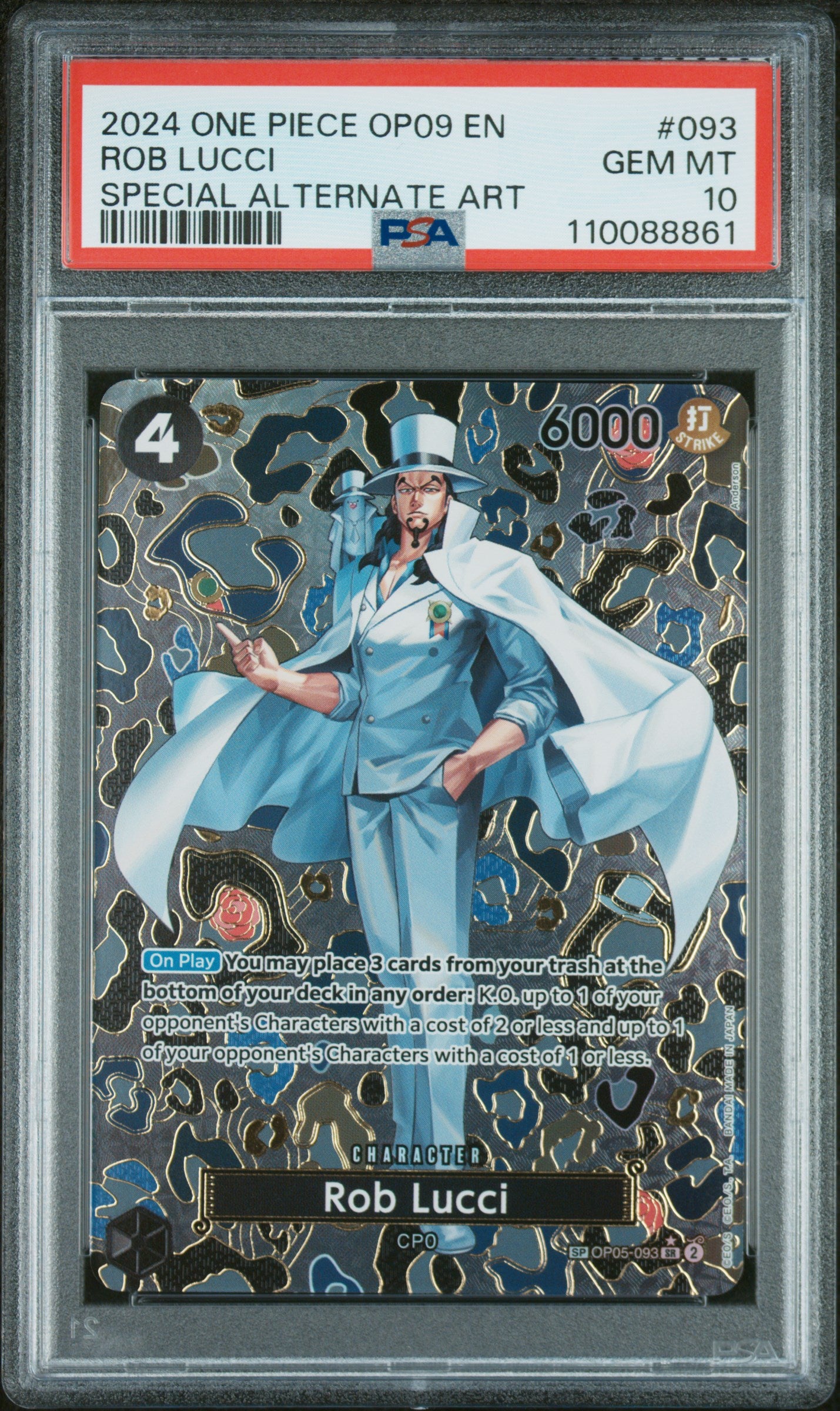 2024 One Piece OP09 Special Alt Art Rob Lucci #093 PSA 10
