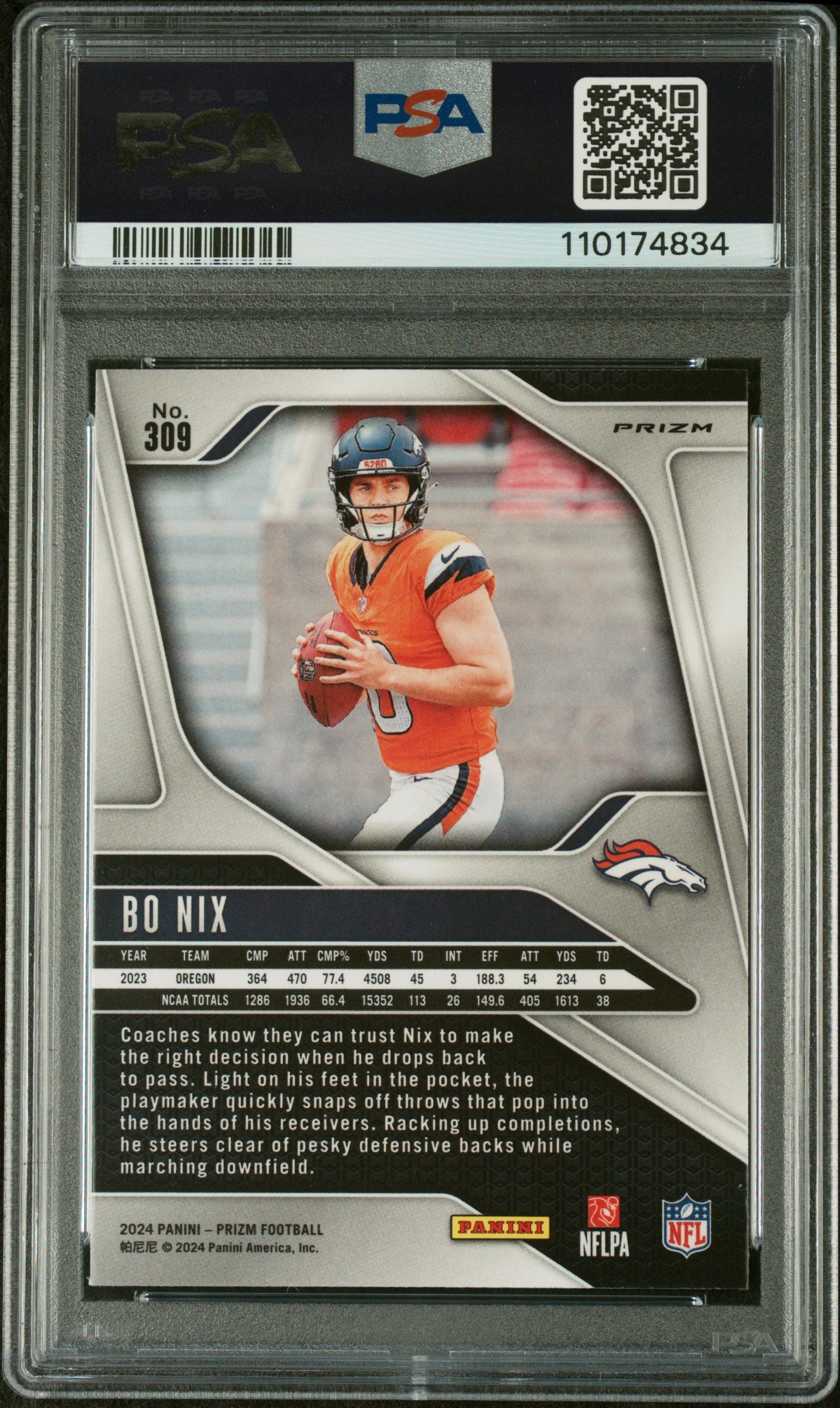 2024 Panini Prizm Lazer Prizm Bo Nix #309 PSA 9