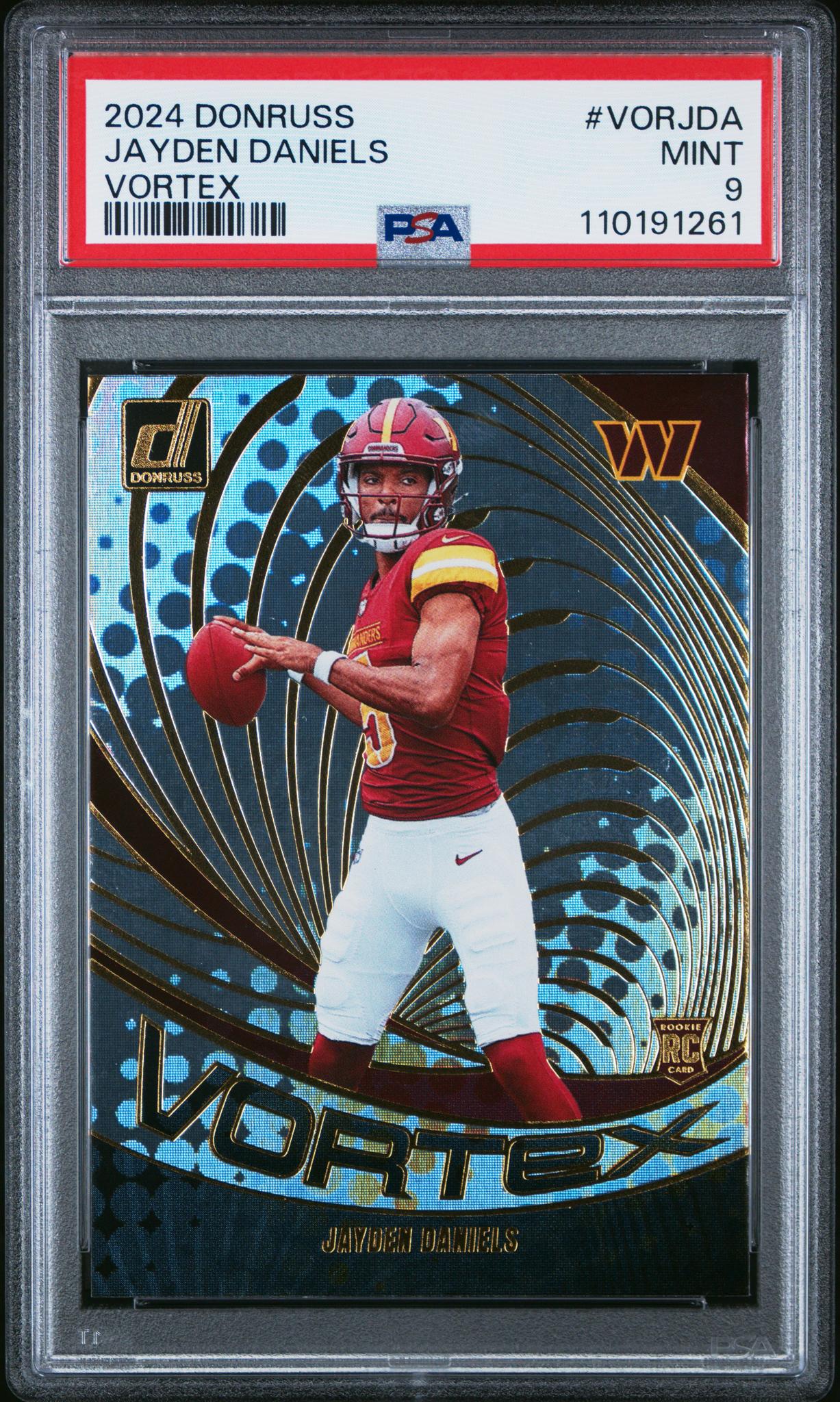 2024 Panini Donruss Vortex Jayden Daniels #VOR-JDA RC PSA 9