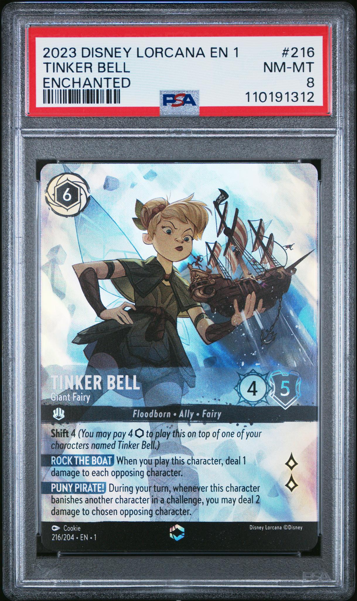 2023 Disney Lorcana The First Chapter Enchanted Tinker Bell #216 PSA 8