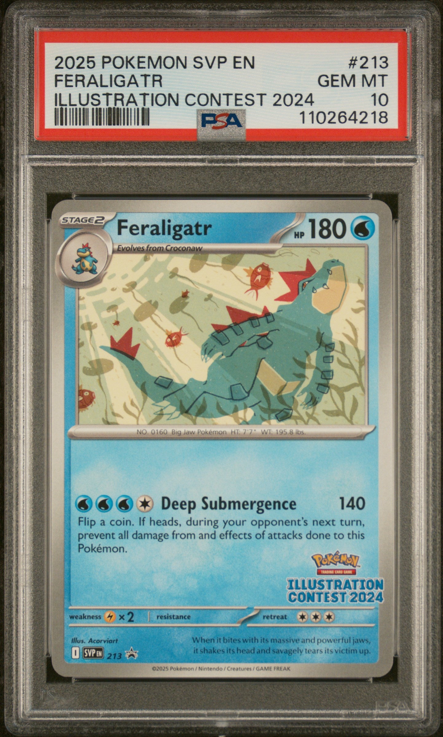 2025 Pokémon SVP Feraligatr Illustration Contest #213 PSA 10