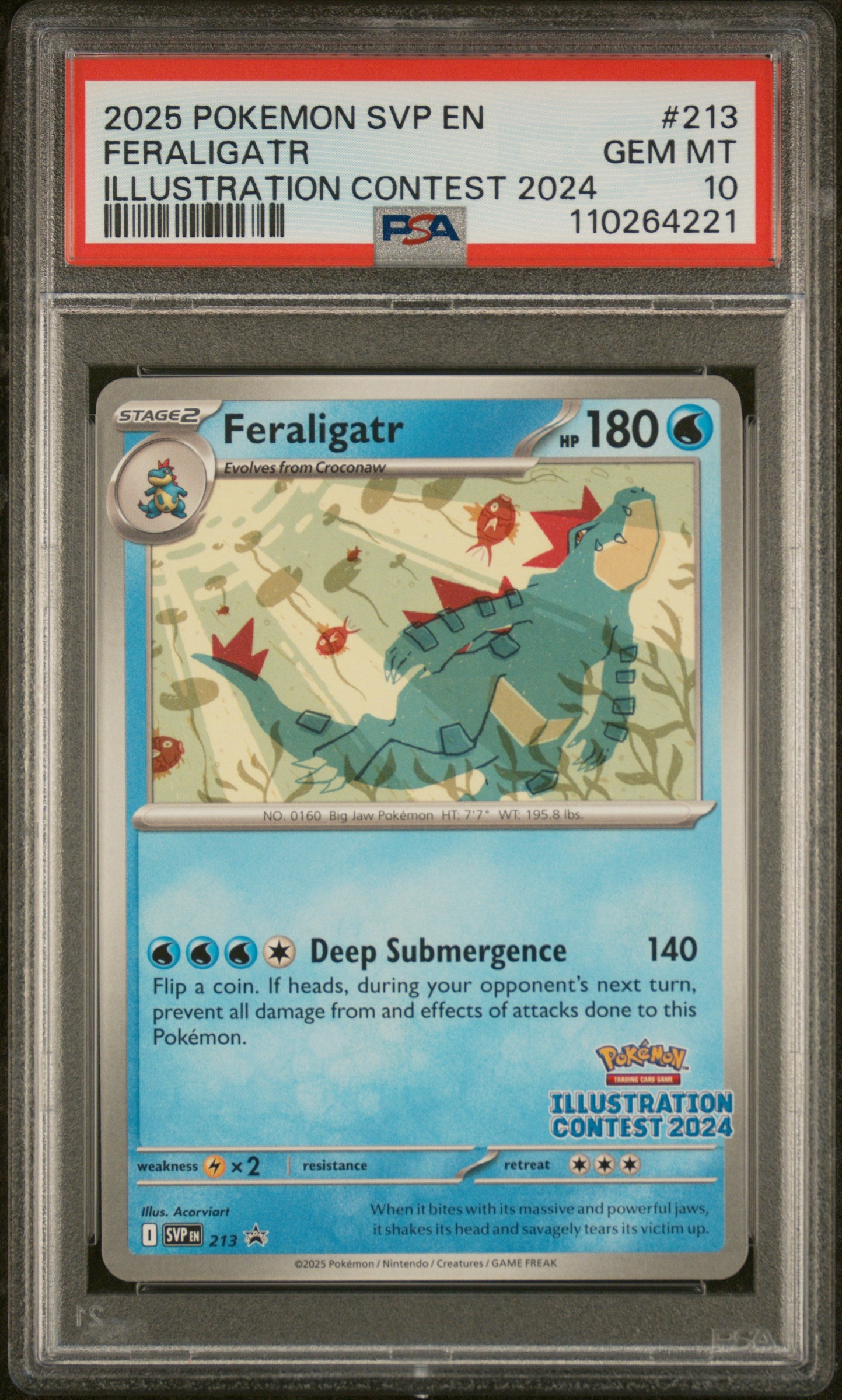 2025 Pokémon SVP Illustration Contest Feraligatr #213 PSA 10