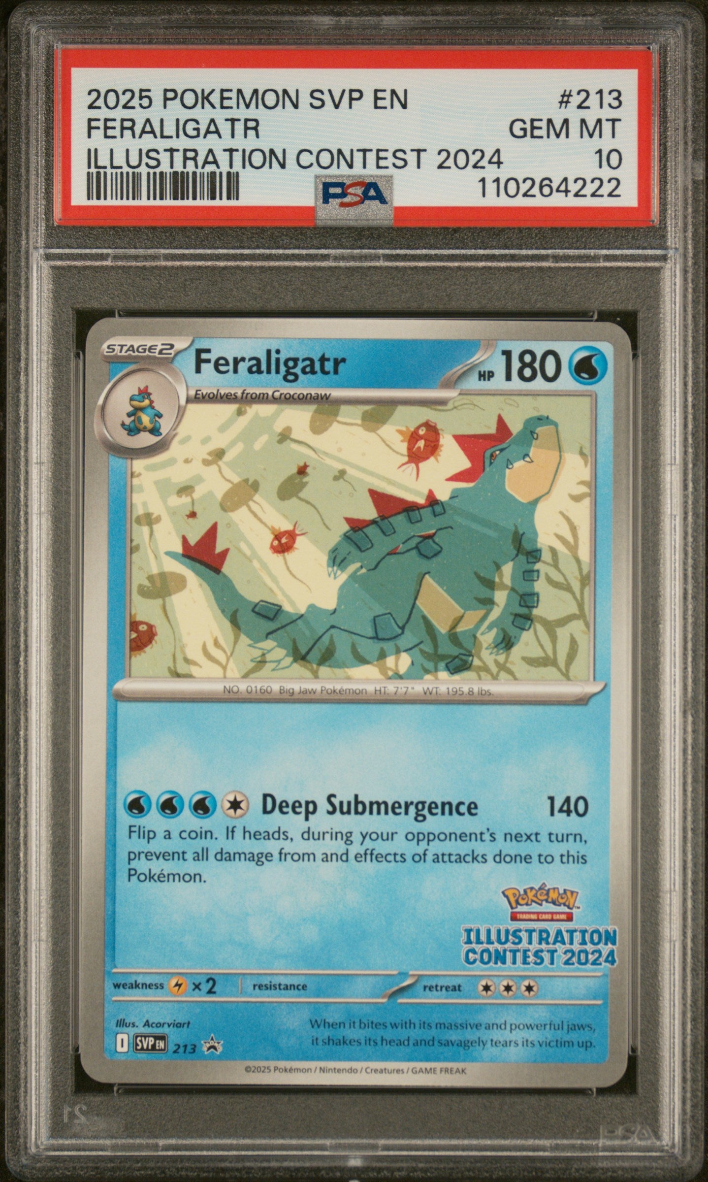 2025 Pokémon SVP Promo Feraligatr Illustration Rare #213 PSA 10