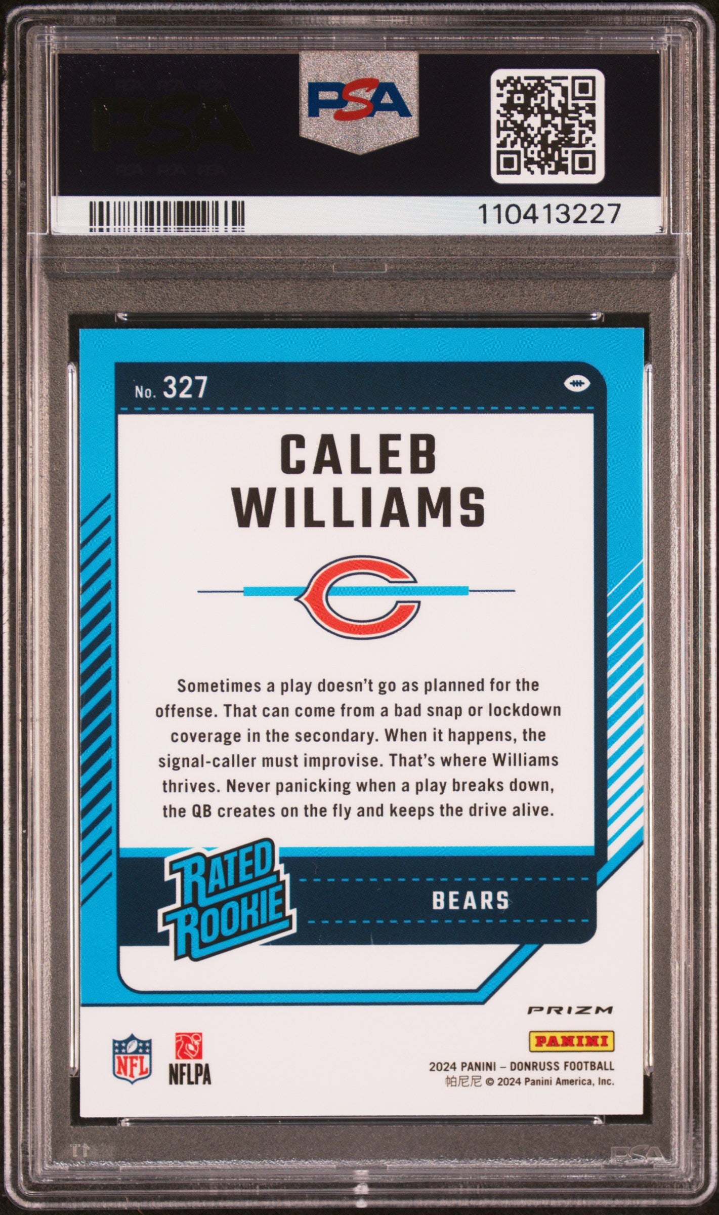 2024 Donruss #327 Caleb Williams Optic Preview-Blue Scope PSA 9