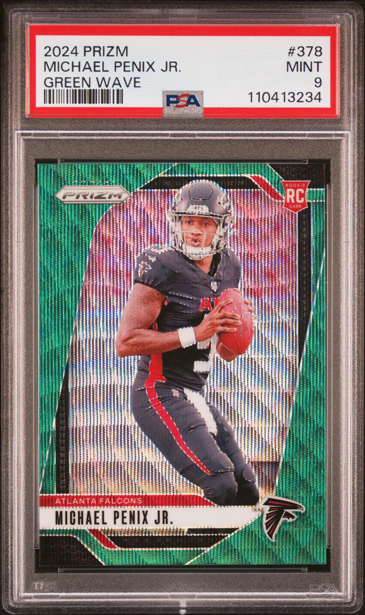 2024 Panini Prizm Green Wave Michael Penix Jr. #378 RC PSA 9