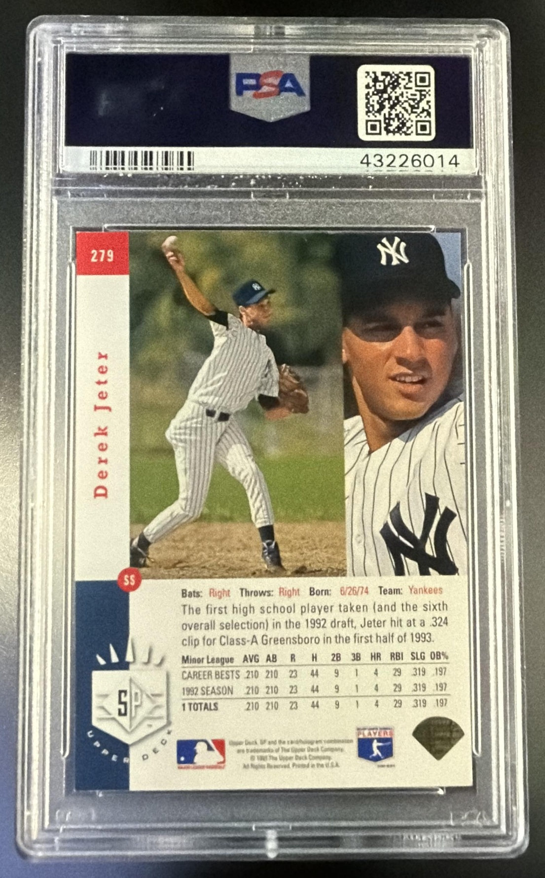 1993 SP Foil Derek Jeter #279 PSA 7