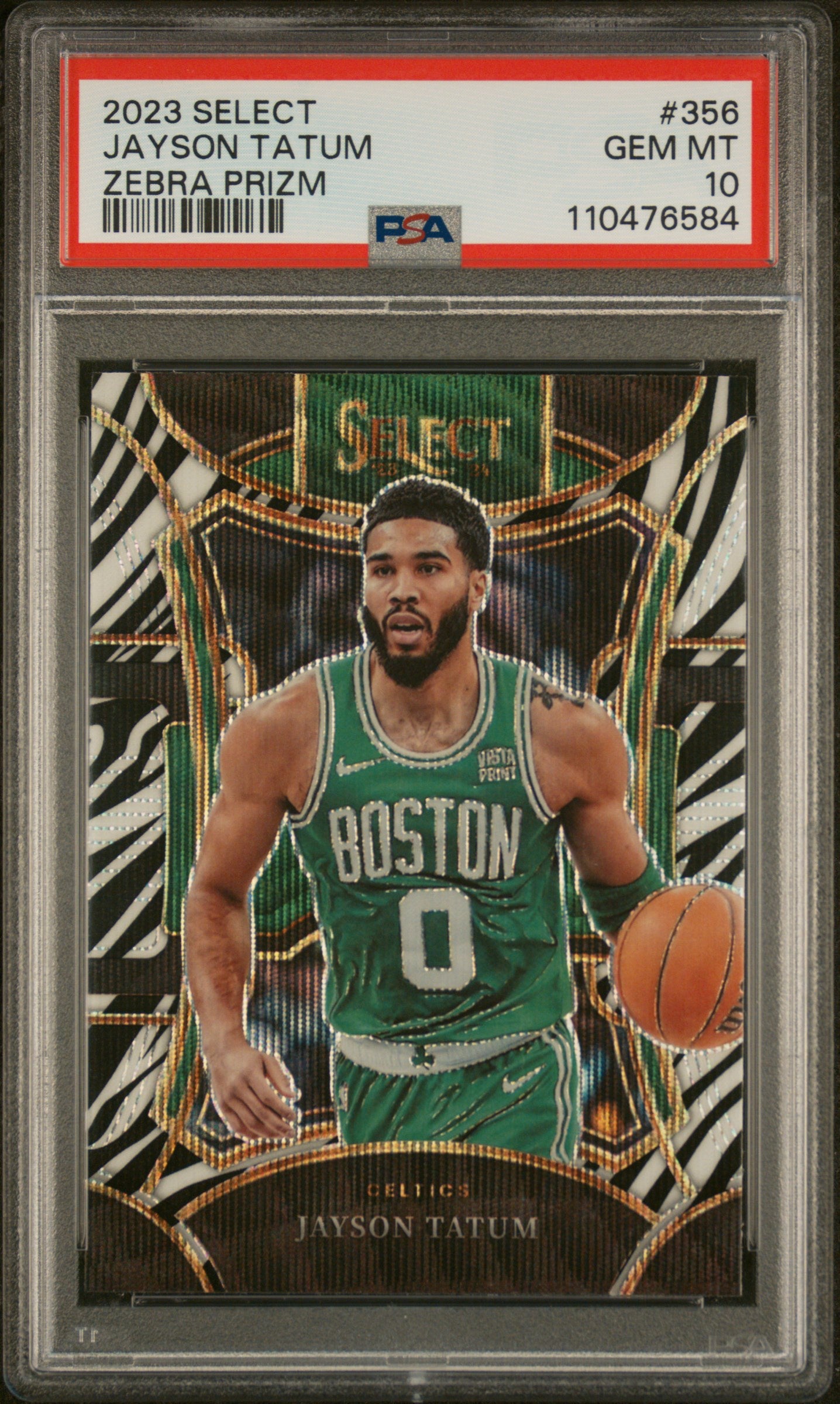 2023 Panini Select Zebra Jayson Tatum #356 PSA 10 Prizm