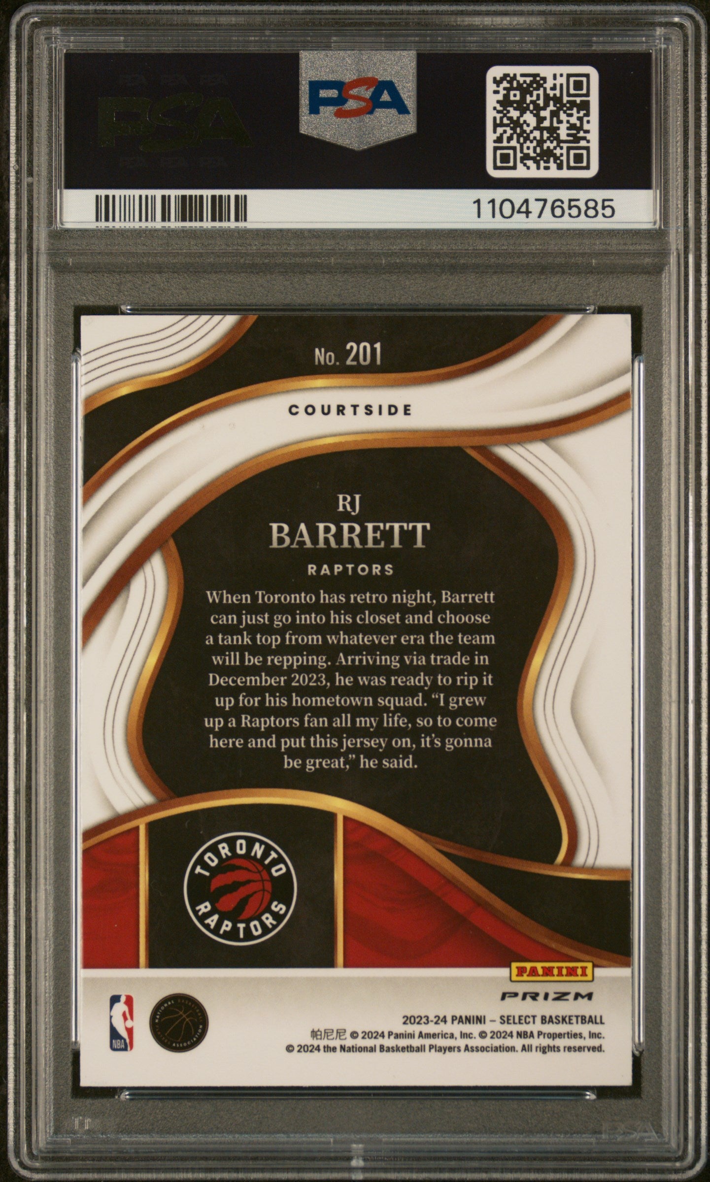 2023 Panini Select Tiger Prizm RJ Barrett #201 PSA 8