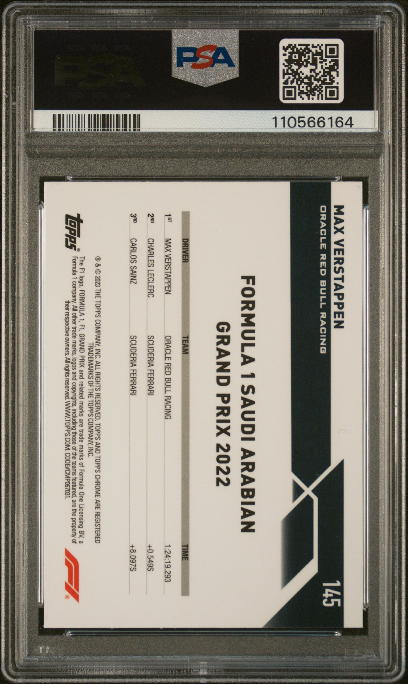 2023 Topps Chrome F1 Gold Wave Max Verstappen #145 /50 PSA 9
