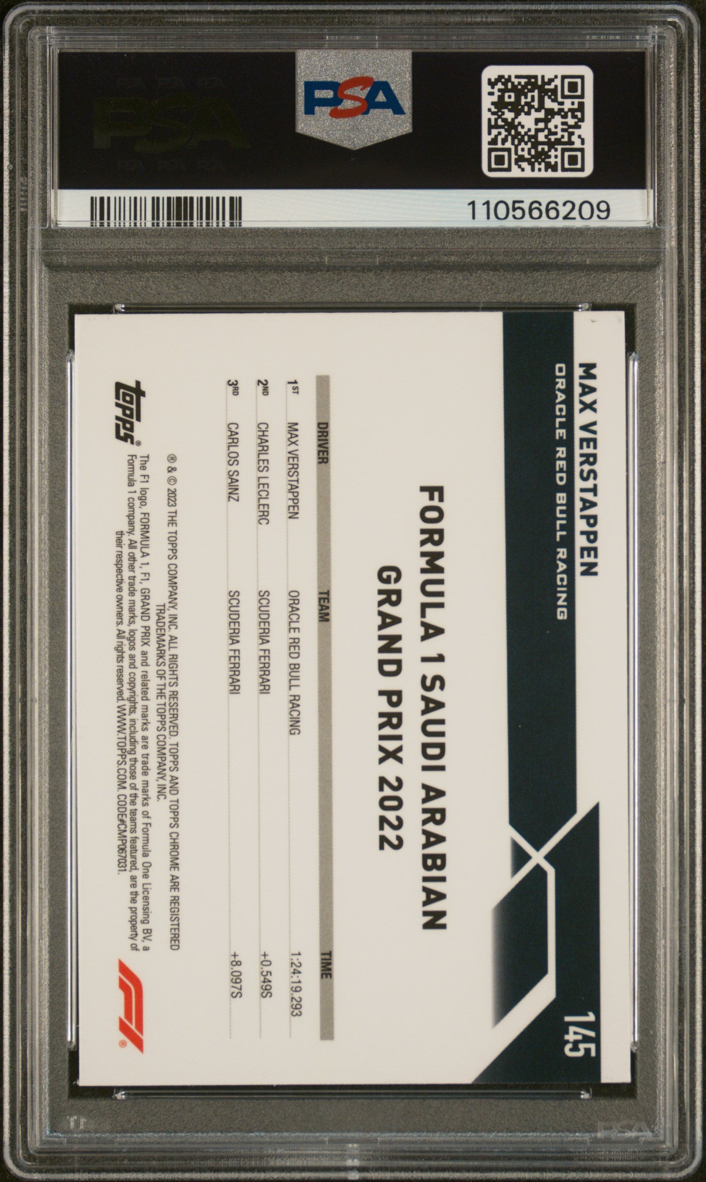 2023 Topps Chrome Gold Refractor Max Verstappen #145 /50 PSA 9