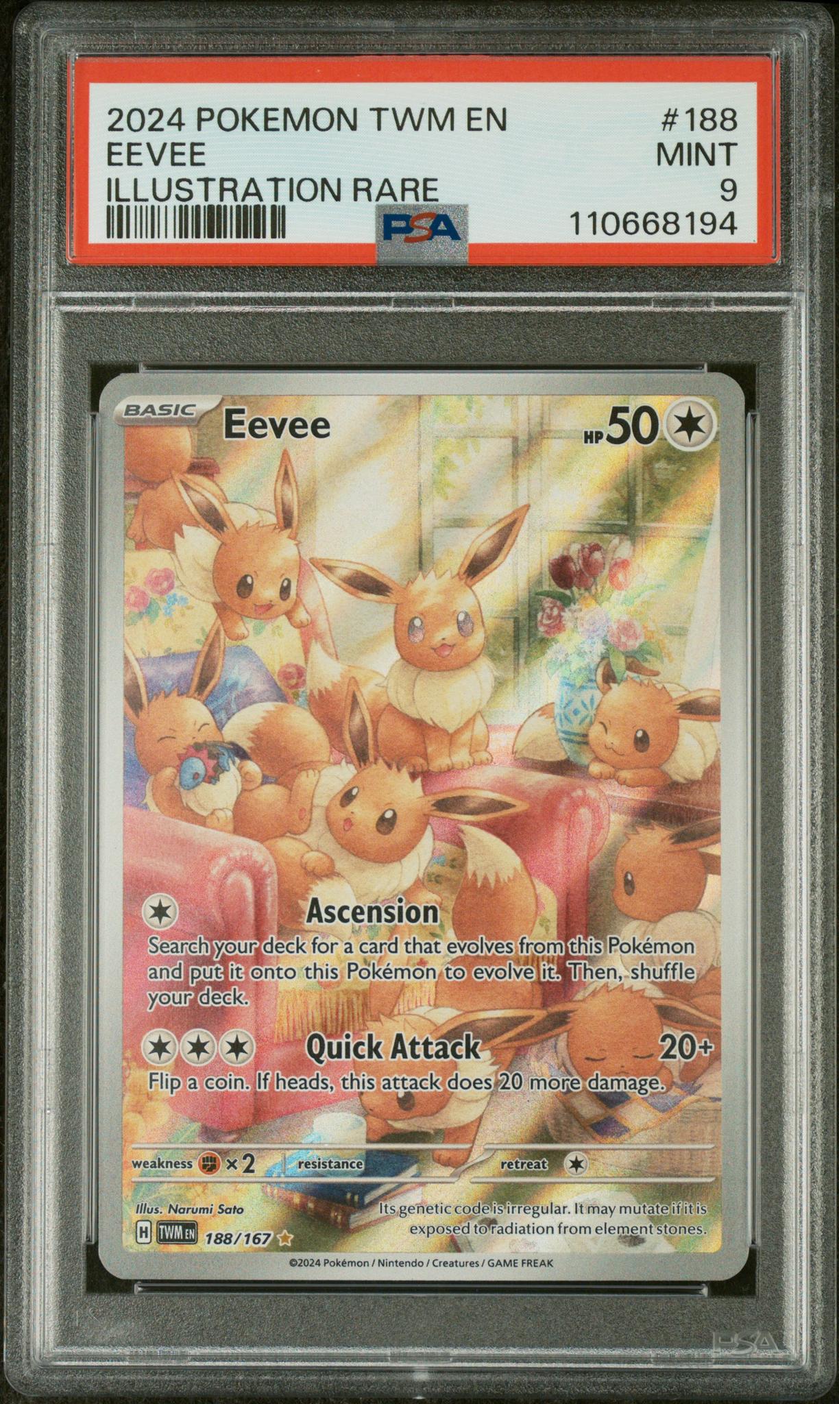 2024 Pokemon #188/167 Eevee Illustration Rare PSA 9