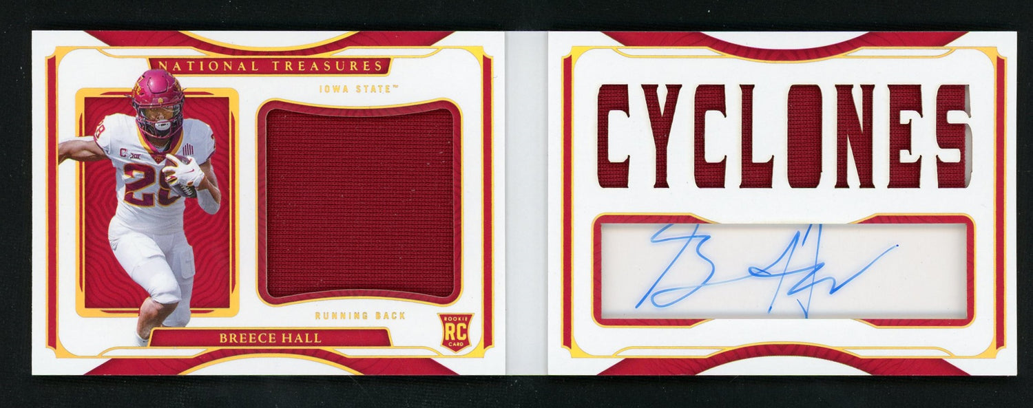 2022 National Treasures Collegiate Breece Hall Patch Auto Booklet /49