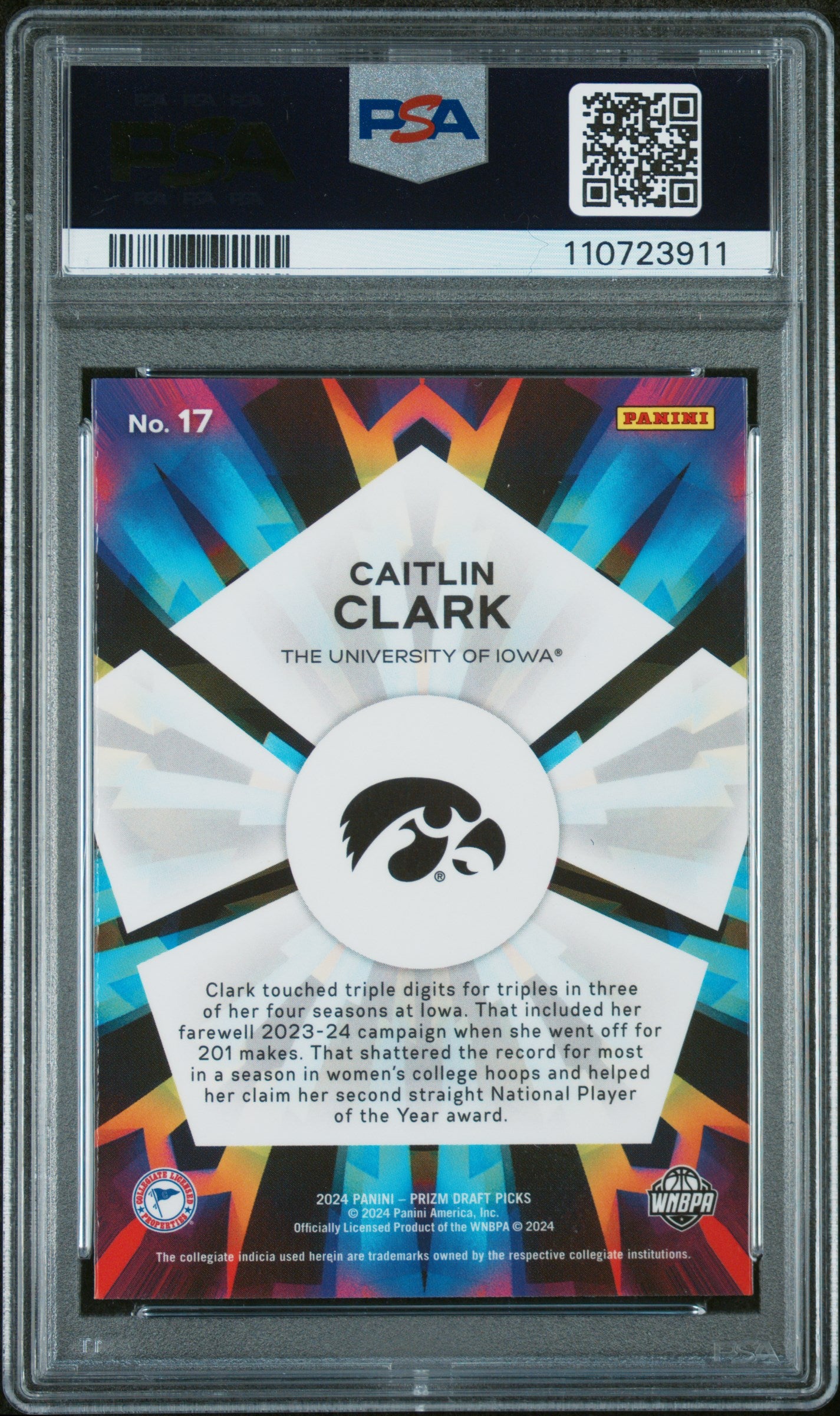 2024 Prizm #17 Caitlin Clark Kaleidoscopic PSA 10