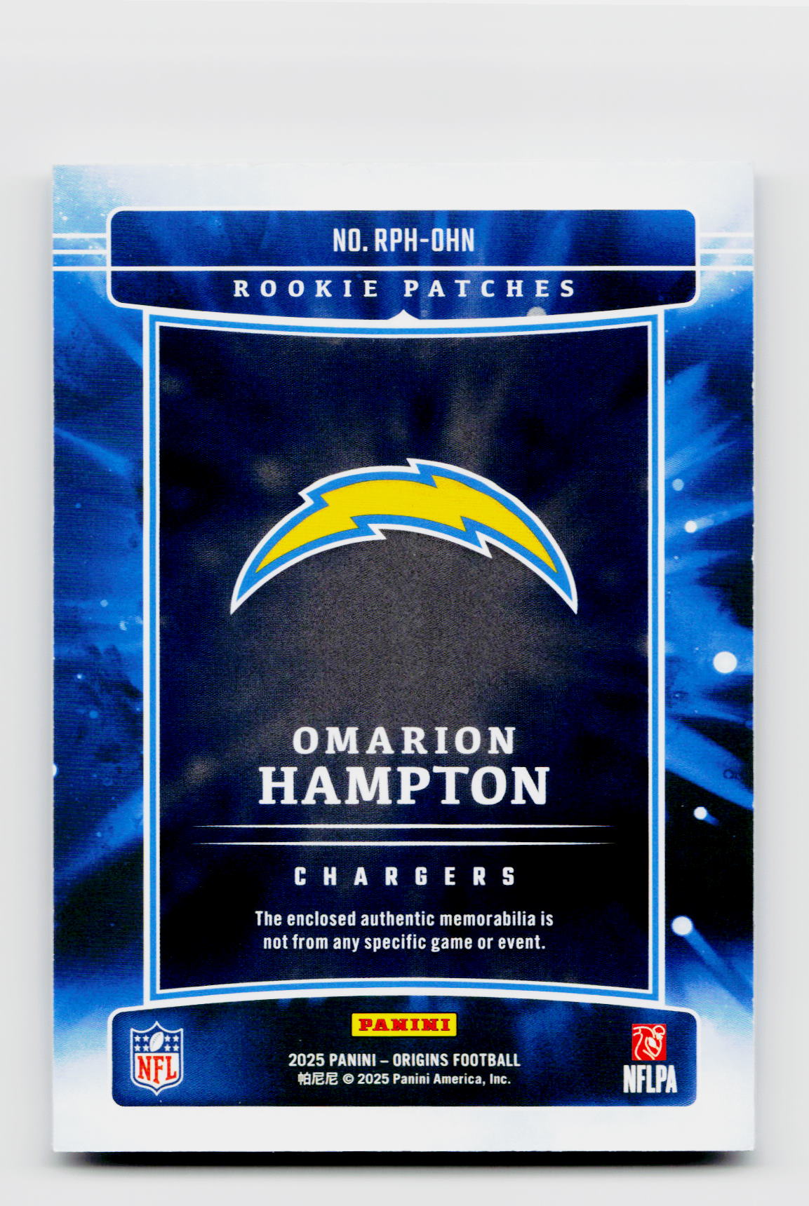 2025 Panini Origins Omarion Hampton Rookie Patches #RPH-OHN /199