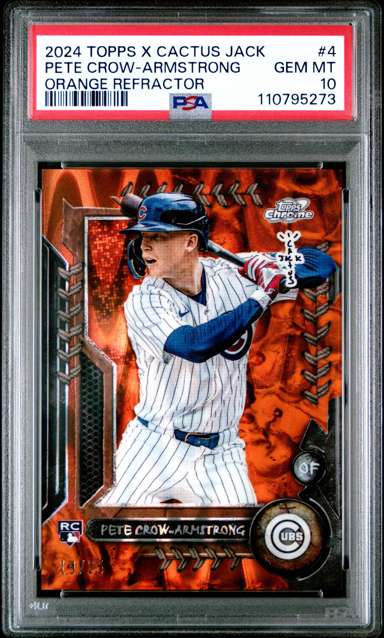 2024 Topps Cosmic Chrome X Cactus Jack Orange Refractor Pete Crow-Armstrong #4 /25 PSA 10