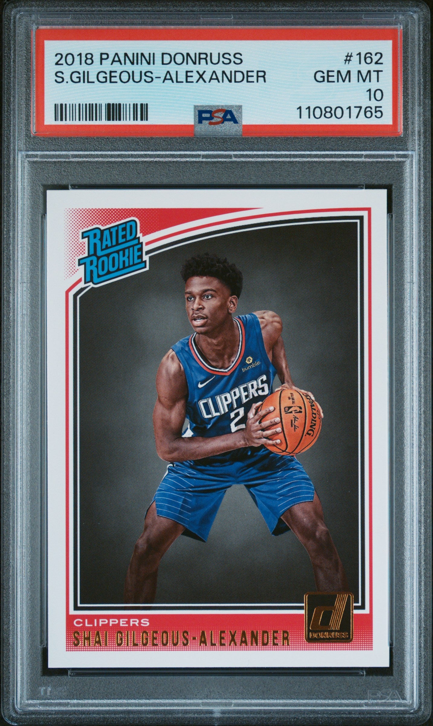2018 Panini Donruss Rated Rookie Shai Gilgeous-Alexander #162 RC PSA 10