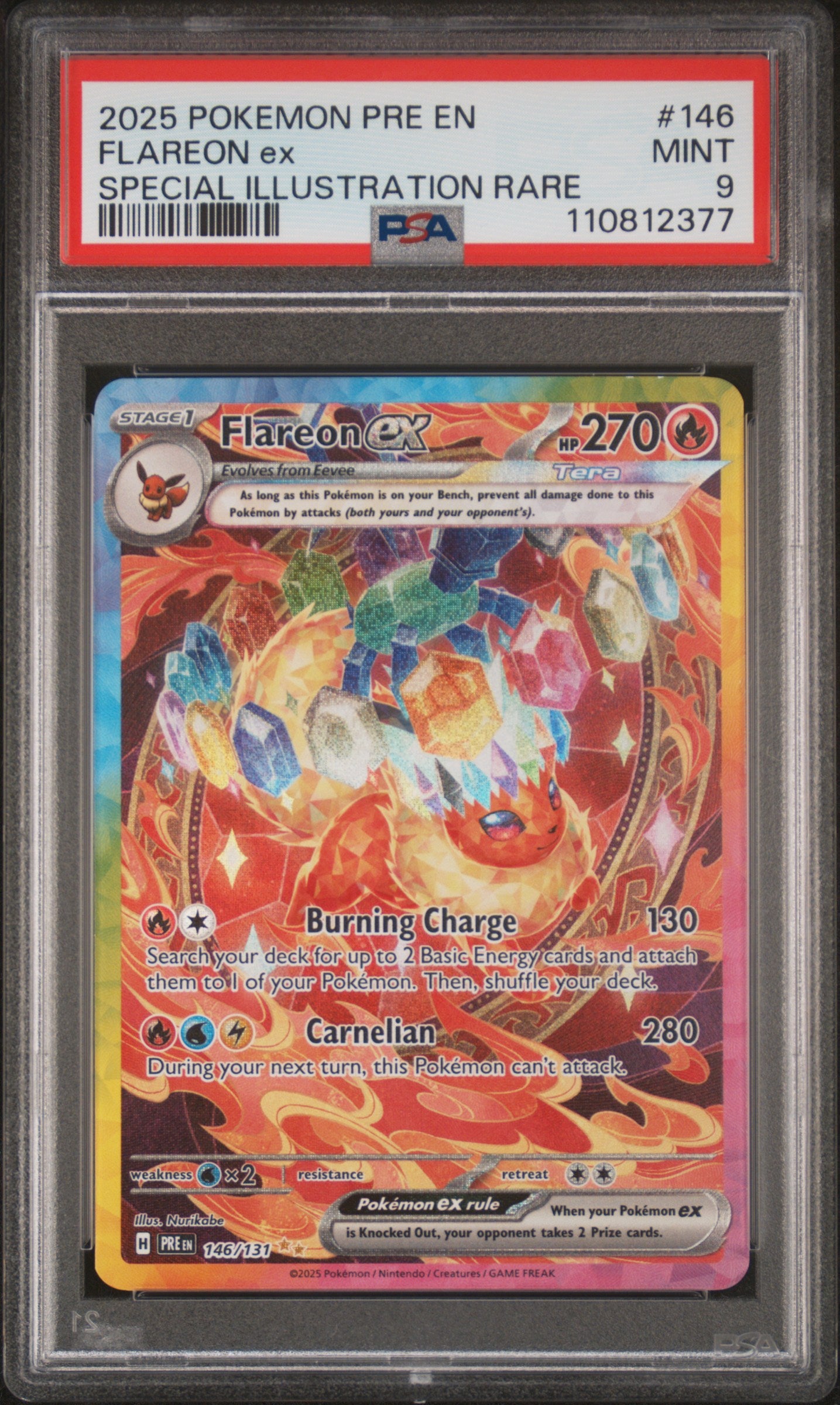 2025 Pokémon Pre En Special Illustration Rare Flareon EX #146 PSA 9