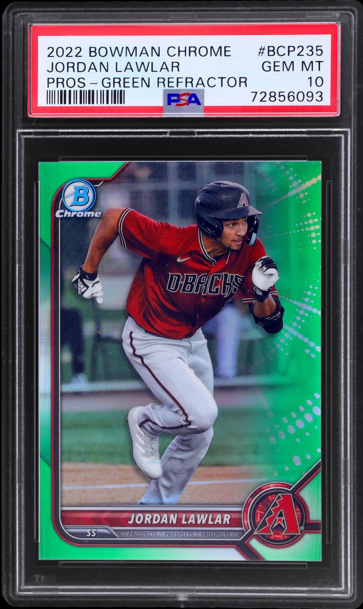 2022 Bowman Chrome Prospect Green Refractor Jordan Lawlar /99 PSA 10