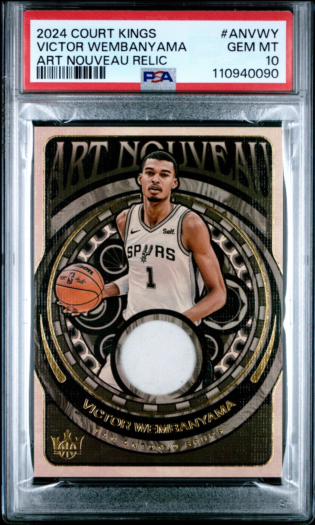2024 Panini Court Kings Art Nouveau Relics Victor Wembanyama #ANVWY PSA 10