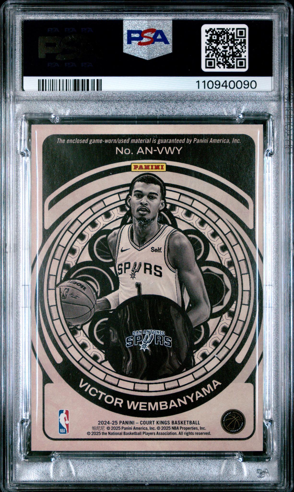 2024 Panini Court Kings Art Nouveau Relics Victor Wembanyama #ANVWY PSA 10