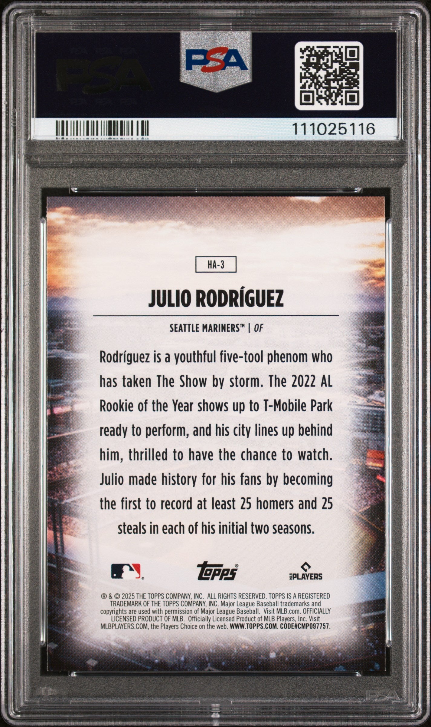 2025 Topps Home Field Advantage Julio Rodriguez #HA3 PSA 9