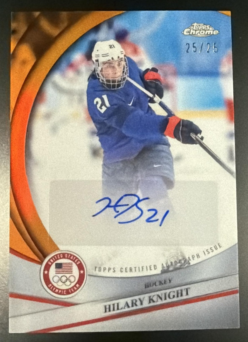 2026 Topps Chrome Olympics BCA-HKN Hilary Knight Orange Auto /25