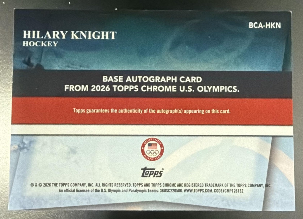 2026 Topps Chrome Olympics BCA-HKN Hilary Knight Orange Auto /25