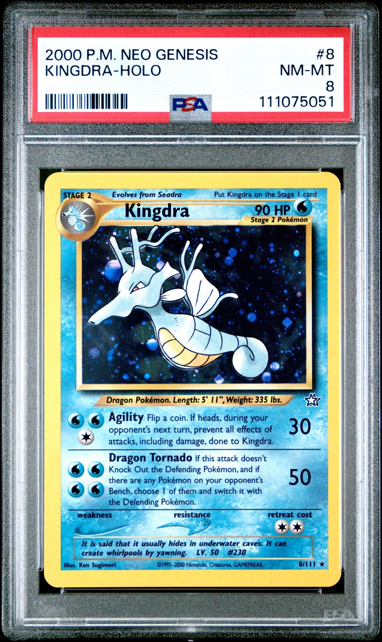 2000 Pokémon Neo Genesis Kingdra #8 Holo PSA 8