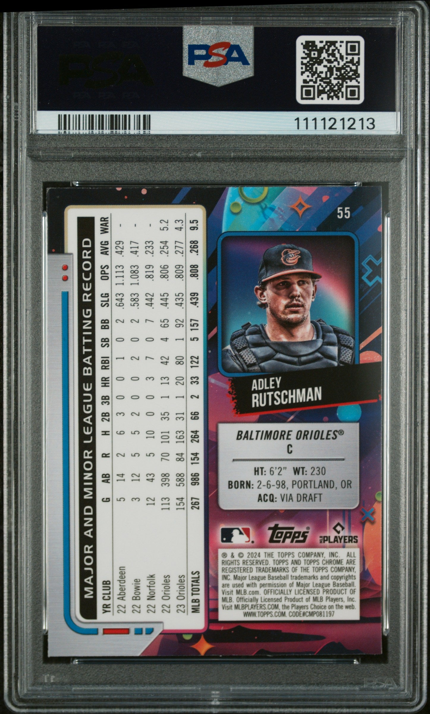 2024 Topps Chrome Cosmic Adley Rutschman #55 PSA 10