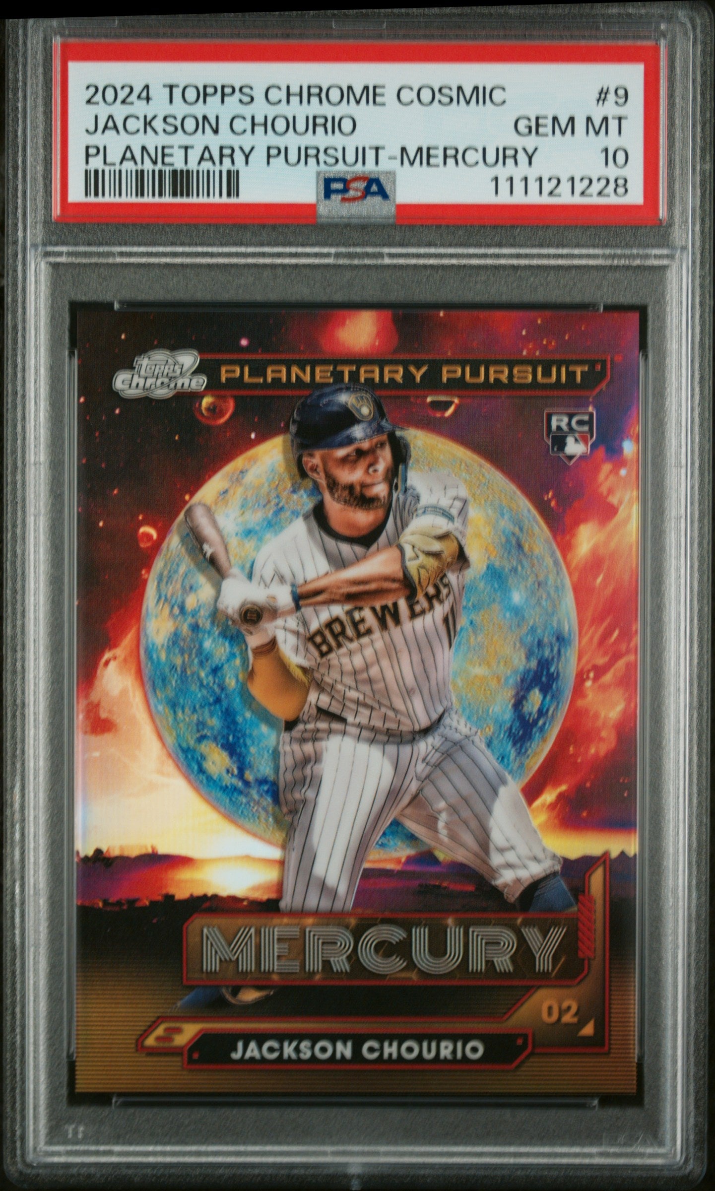 2024 Topps Chrome #9 Jackson Chourio Planetary Pursuit PSA 10